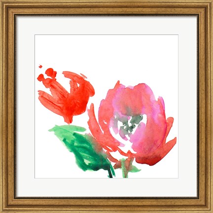 Framed Red Loose Blooms II Print