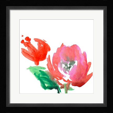 Framed Red Loose Blooms II Print