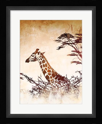 Framed Safari Giraffe I Print