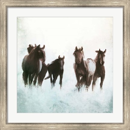 Framed Horses Running through the Surf Print