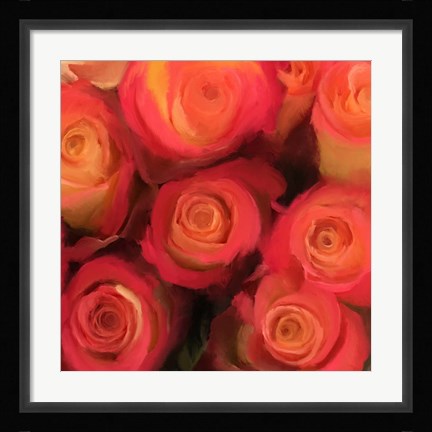 Framed Peach Roses Print