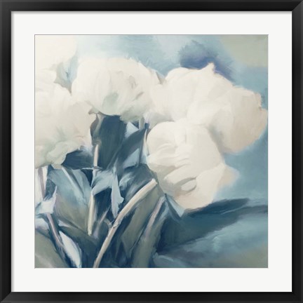 Framed White Roses I Print