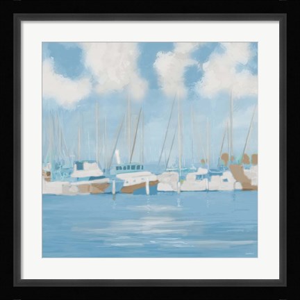 Framed Golf Harbor Boats II Print