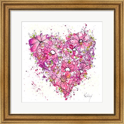 Framed Heart of Flowers Print