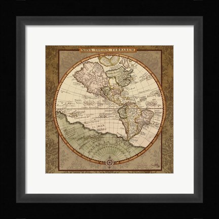 Framed Damask World Map I Print