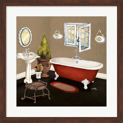Framed Red Master Bath I Print