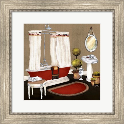 Framed Red Master Bath II Print