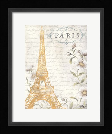 Framed Golden Paris I Print