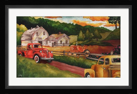 Framed Harvest Time on the Farm Print