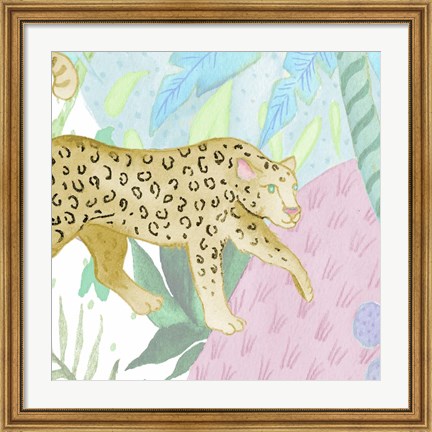 Framed Playful Cheetah in Yellow Print