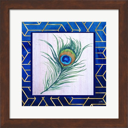 Framed Peacock Feather I Print