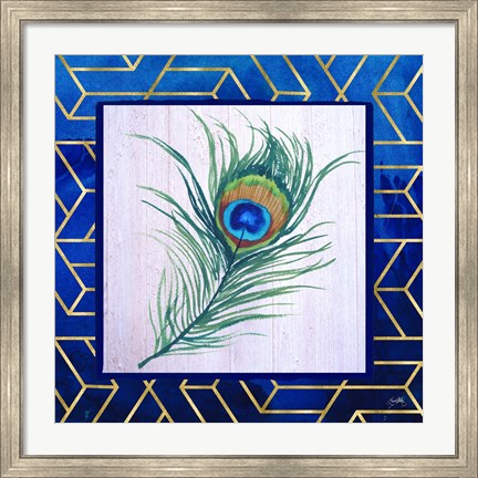 Framed Peacock Feather I Print
