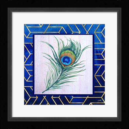 Framed Peacock Feather I Print