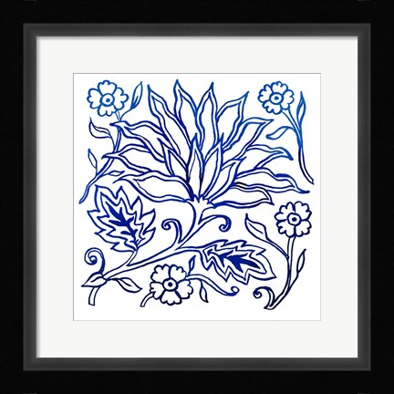 Framed Jodhpur Blues on White I Print