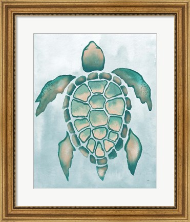 Framed Aquatic Turtle I Print