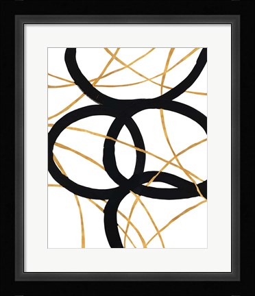 Framed Black and Gold Stroke I Print