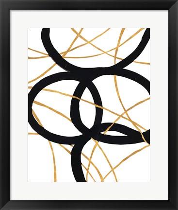 Framed Black and Gold Stroke I Print