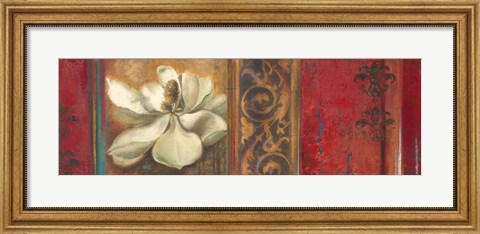 Framed Red Eclecticism with Magnolia Print