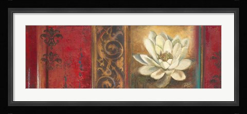 Framed Red Eclecticism with Water Lily Print