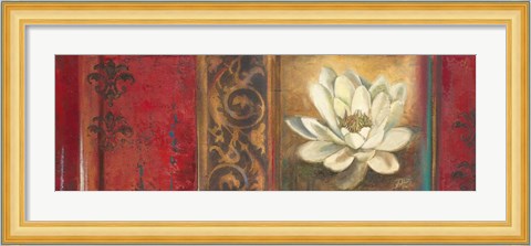 Framed Red Eclecticism with Water Lily Print
