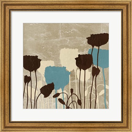 Framed Floral Simplicity III (blue) Print