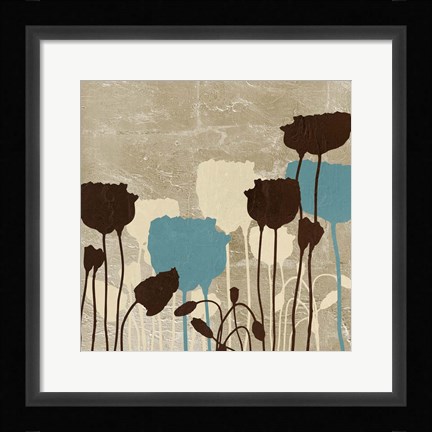 Framed Floral Simplicity III (blue) Print