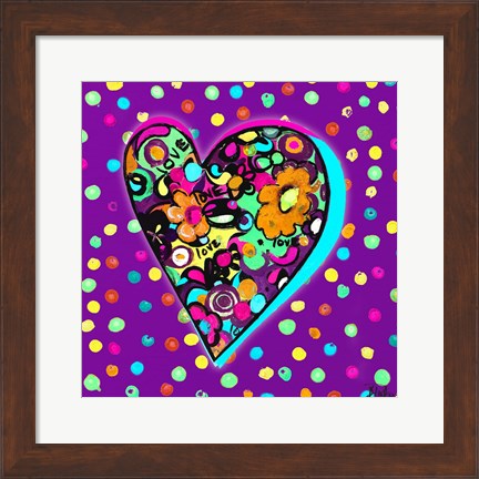 Framed Neon Hearts of Love I Print