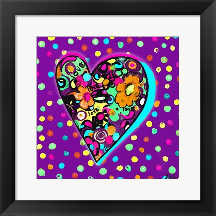 Framed Neon Hearts of Love I Print