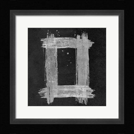 Framed Silver Rectangle on Black Print