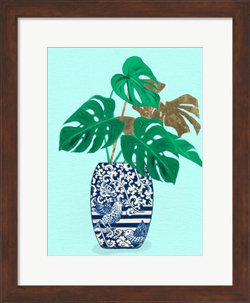 Framed Jungle Leaves in Vase Print