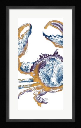 Framed Surf Side Golden Blue Crab Print