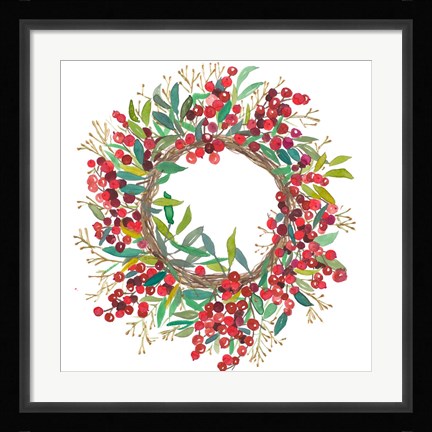Framed Christmas Wreath Print
