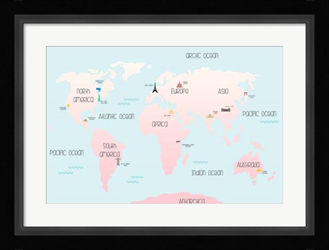 Framed Continental Map II Print