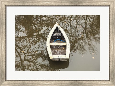 Framed Maine Georgetown Boat and Reflection Print