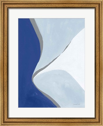 Framed Retro Abstract III Blue Print