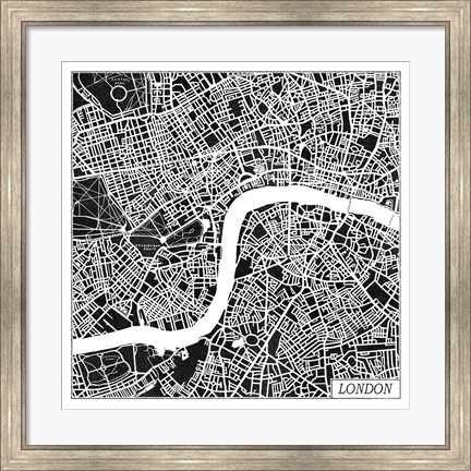 Framed London Map Black Print