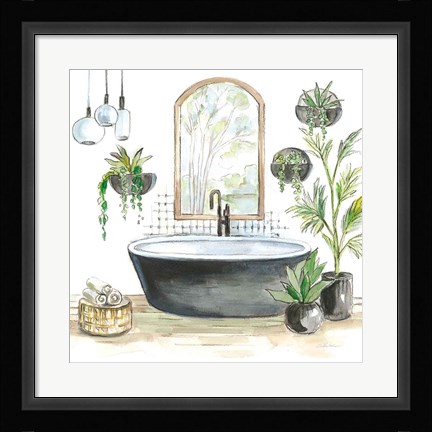 Framed Black Bathtub II Print