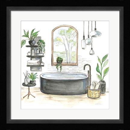 Framed Black Bathtub I Print