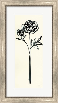 Framed Floral Line I on Cream Print