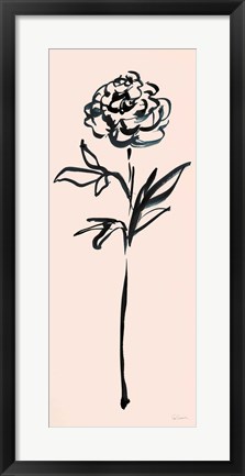 Framed Floral Line II on Pink Print