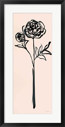 Framed Floral Line I on Pink Print