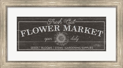 Framed Flower Market I Dark Wood Print