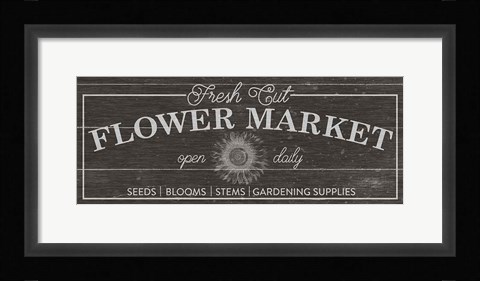 Framed Flower Market I Dark Wood Print