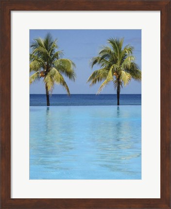 Framed Infinity Pool Surrounded By Palm Trees Print