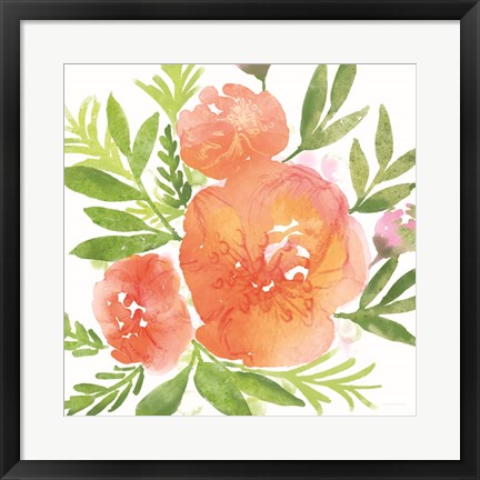Framed Peachy Floral I Print