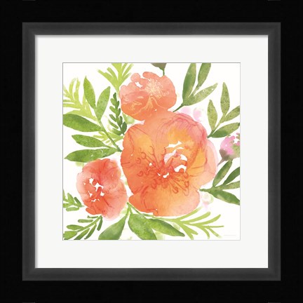 Framed Peachy Floral I Print
