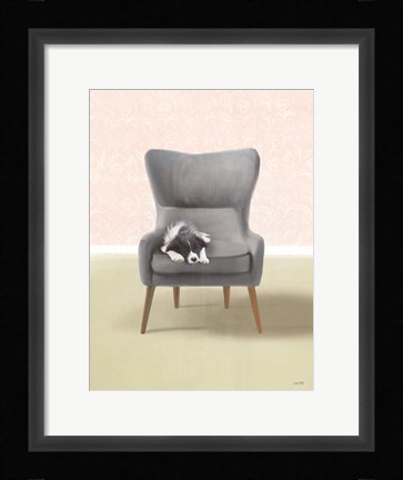 Framed Nap Time Collie Pup Print