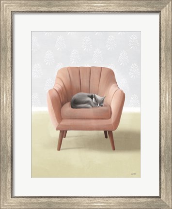 Framed Nap Time Gray Cat Print