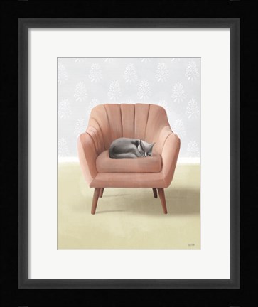 Framed Nap Time Gray Cat Print