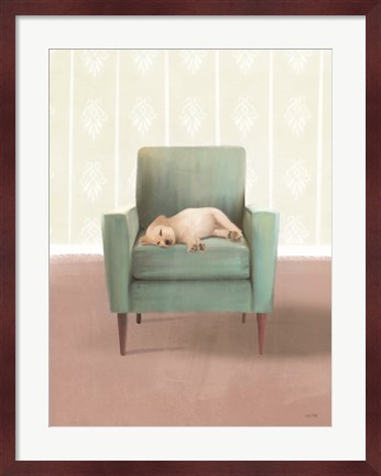 Framed Nap Time Golden Pup Print
